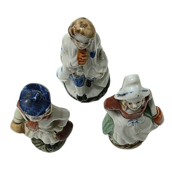 3 Vintage Folk Art Figurines Porcelain Dutch Woman Colonial Man European Japan - Picture 4 of 10